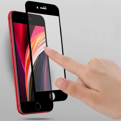 Szkło hartowane Bizon Glass Edge - [2 PACK] + ochrona na obiektyw Apple iPhone SE 2022/2020 8/7 czarne