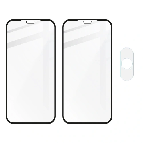 Szkło hartowane Bizon Glass Edge - [2 PACK] + ochrona na obiektyw Apple iPhone Xs / X czarne