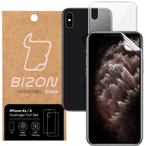 Folia hydrożelowa na tył i przód Bizon Glass Hydrogel Apple iPhone Xs / X