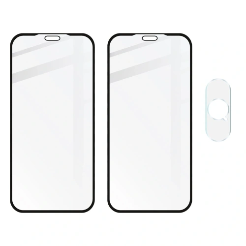 Szkło hartowane Bizon Glass Edge CF - [2 PACK] + ochrona na obiektyw Apple iPhone Xs Max czarne