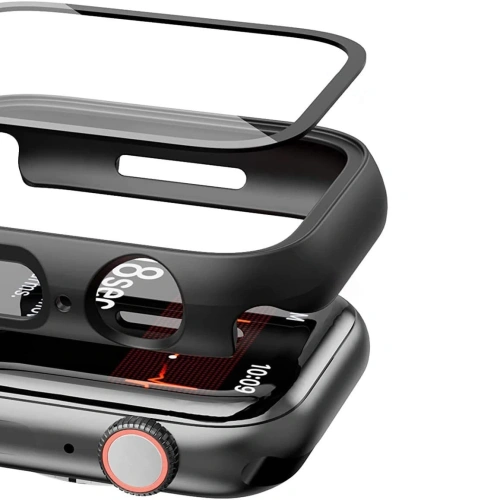 Etui ze szkłem Bizon Case Case + Glass Set Apple Watch 8/7 41mm czarne