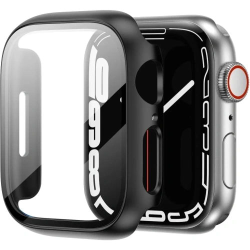 Etui ze szkłem Bizon Case Case + Glass Set Apple Watch 8/7 41mm czarne