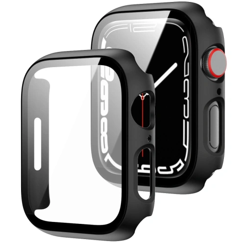 Etui ze szkłem Bizon Case Case + Glass Set Apple Watch 8/7 41mm czarne