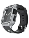 Etui z paskiem Bizon Strap + Case Watch Armor do Apple Watch 40 / 41mm stříbrné