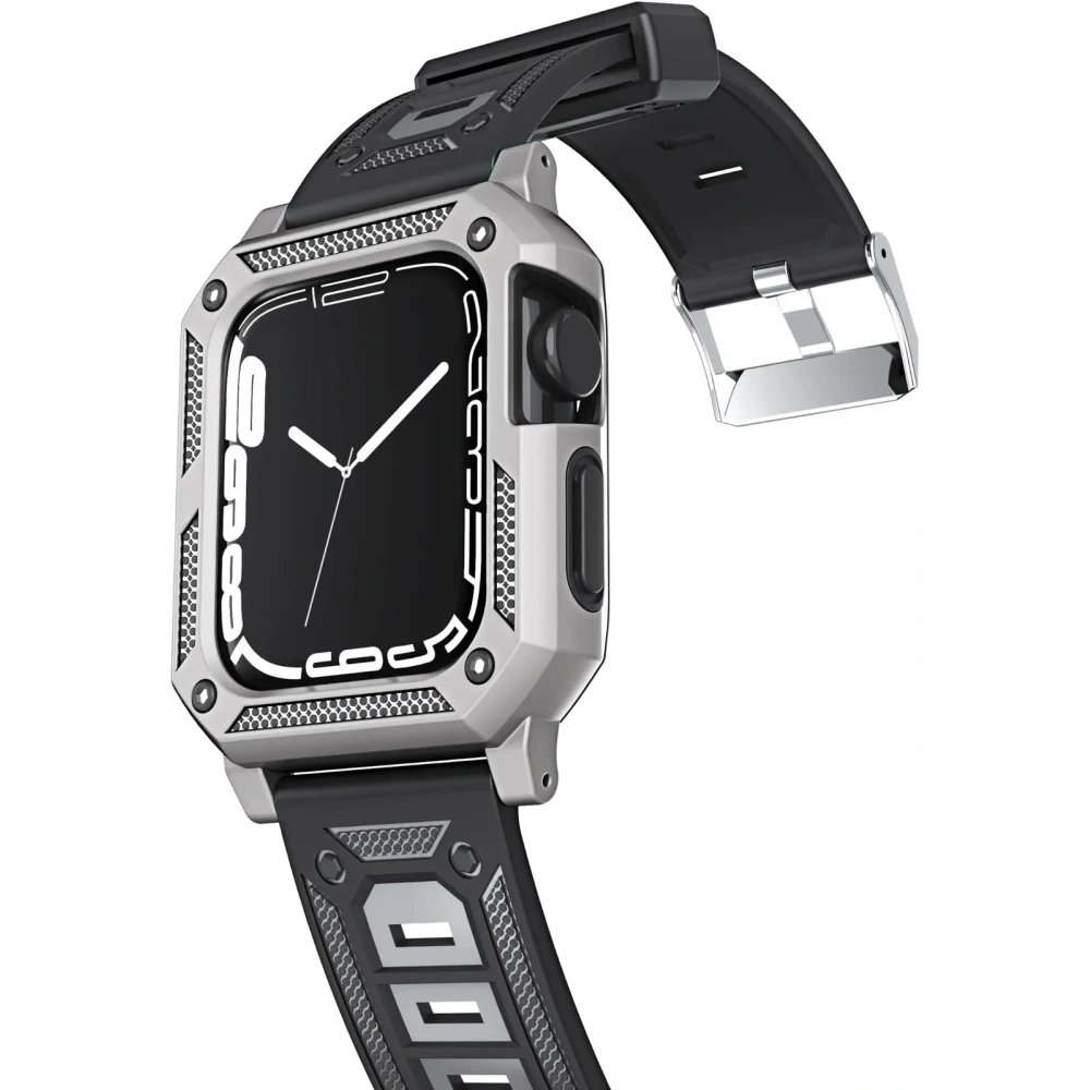 Hurtownia GSM - Bizon Strap + Carcasa Watch Armor Apple Watch 40 / 41mm argintie - BIZ296 - {ean13} - Hurt