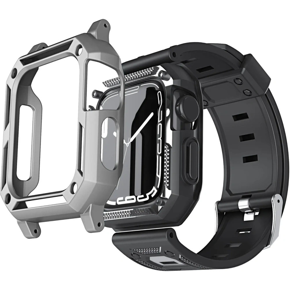 Hurtownia GSM - Bizon Strap + Carcasa Watch Armor Apple Watch 40 / 41mm argintie - BIZ296 - {ean13} - Hurt