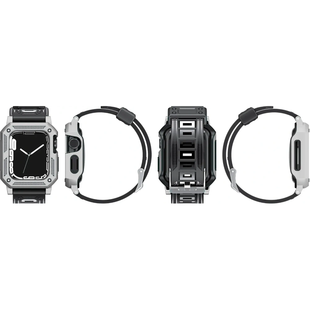 Hurtownia GSM - Bizon Strap + Carcasa Watch Armor Apple Watch 40 / 41mm argintie - BIZ296 - {ean13} - Hurt