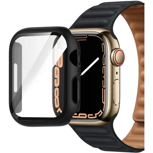 Etui ze szkłem Bizon Case Case + Glass Set Apple Watch 8/7 45mm czarne