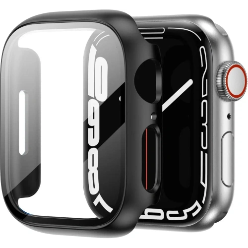 Etui ze szkłem Bizon Case Case + Glass Set Apple Watch 8/7 45mm czarne