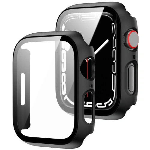 Etui ze szkłem Bizon Case Case + Glass Set Apple Watch 8/7 45mm czarne