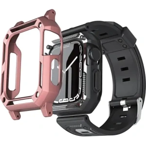 Hurtownia GSM - Etui z paskiem Bizon Strap + Case Watch Armor do Apple Watch 44 / 45mm světle růžové - BIZ303 - {ean13} - Hurt