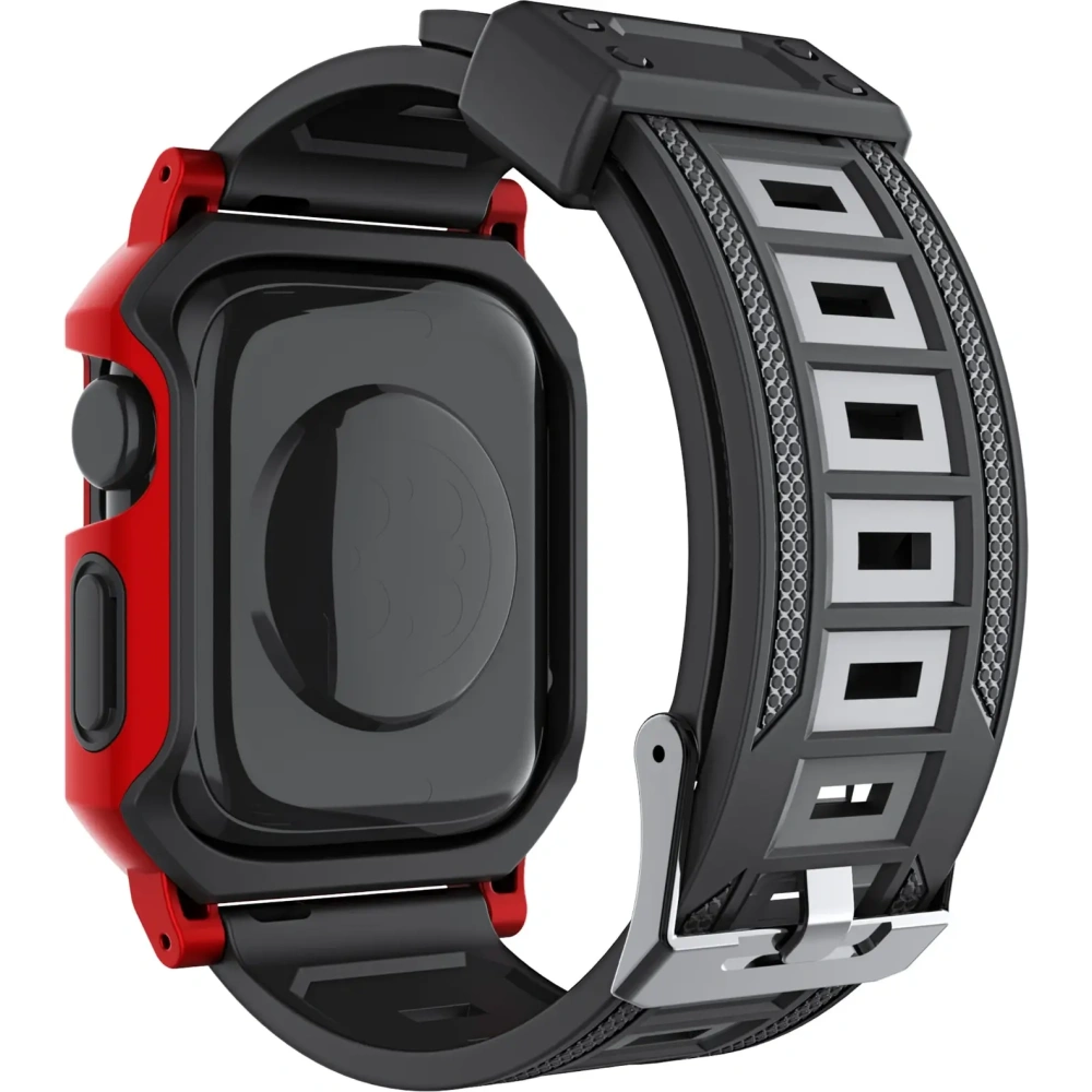 Hurtownia GSM - Bizon Strap + Carcasa Armor pentru Ceas Apple Watch 44 / 45mm roșu - BIZ304 - {ean13} - Hurt