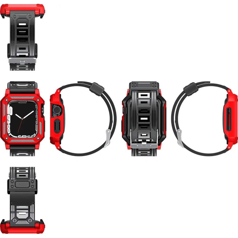 Hurtownia GSM - Bizon Strap + Carcasa Armor pentru Ceas Apple Watch 44 / 45mm roșu - BIZ304 - {ean13} - Hurt