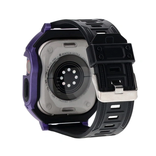 Etui z paskiem Bizon Strap + Case Watch Armor do Apple Watch Ultra 49mm fioletowe