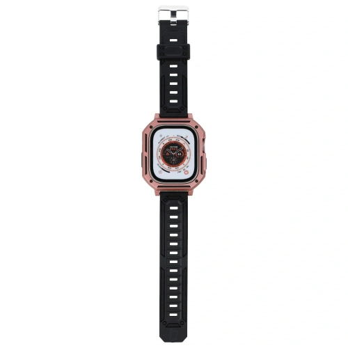 Etui z paskiem Bizon Strap + Case Watch Armor do Apple Watch Ultra 49mm jasnoróżowe