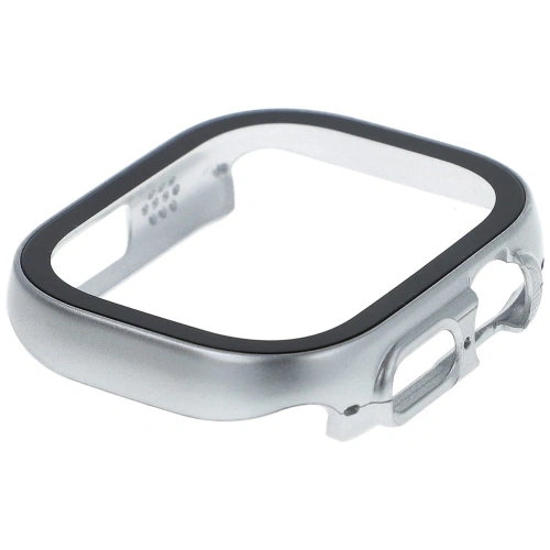 Etui Bizon Case+Glass do Apple Watch Ultra 49mm srebrne