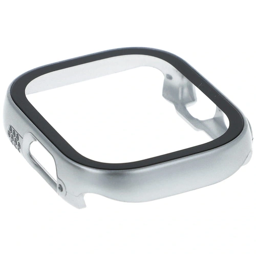 Etui Bizon Case+Glass do Apple Watch Ultra 49mm srebrne