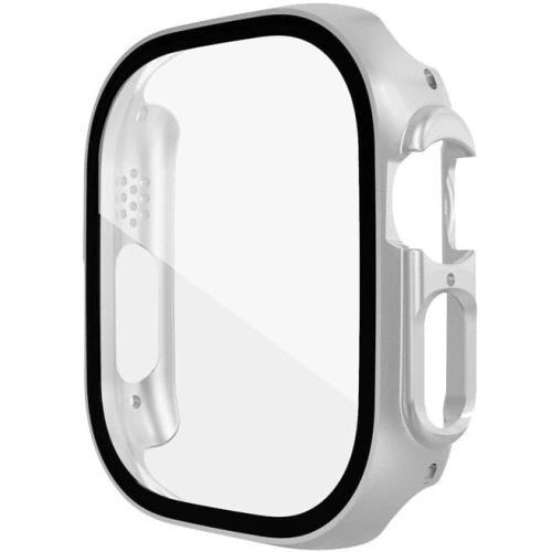 Etui Bizon Case+Glass do Apple Watch Ultra 49mm srebrne