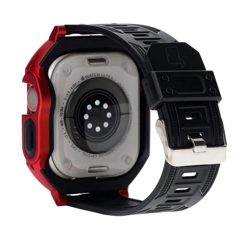 Etui z paskiem Bizon Strap + Case Watch Armor do Apple Watch Ultra 49mm czerwone