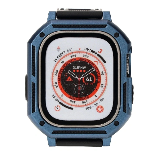 Etui z paskiem Bizon Strap + Case Watch Armor do Apple Watch Ultra 49mm granatowe