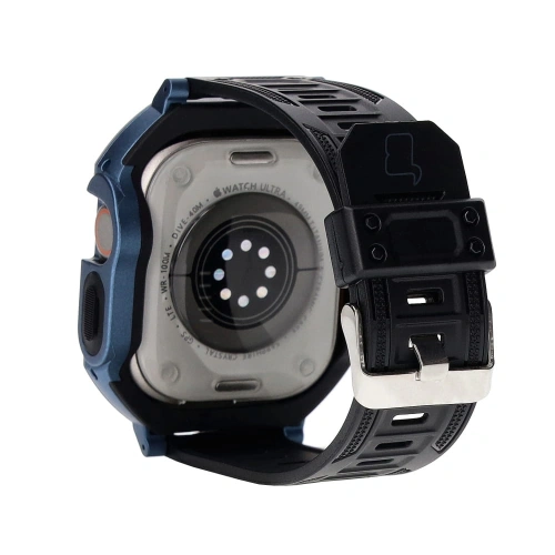 Etui z paskiem Bizon Strap + Case Watch Armor do Apple Watch Ultra 49mm granatowe