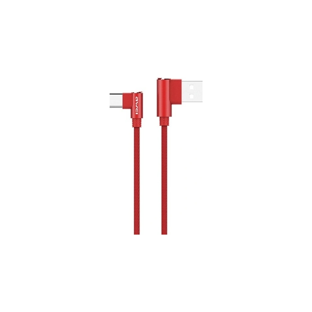 Wholesale AWEI Angle Nylon Cable CL-35 USB-C 1,5m 2.4A Fast Charging red - AWEI003RED - {ean13} - Hurt
