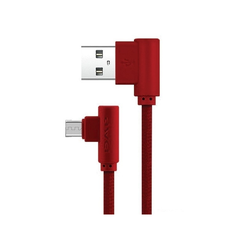 Hurtownia Awei - 6954284016872 - AWEI004RED - AWEI kabel pleciony kątowy CL-56 micro USB 1,2m 2.4A Fast Charging czerwony/red - B2B homescreen