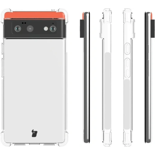 Etui + 2x szkło na ekran + obiektyw Bizon Case Clear Pack do Google Pixel 6 przezroczyste