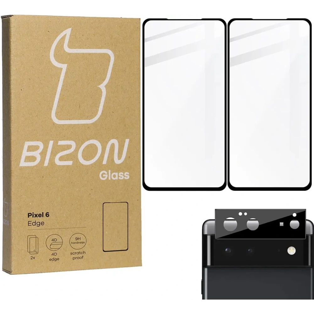 Hurtownia GSM - Bizon Glass Edge sticlă temperată - [2 PACK] + protecție pentru lentile Google Pixel 6 negru - BIZ330 - {ean13} - Hurt