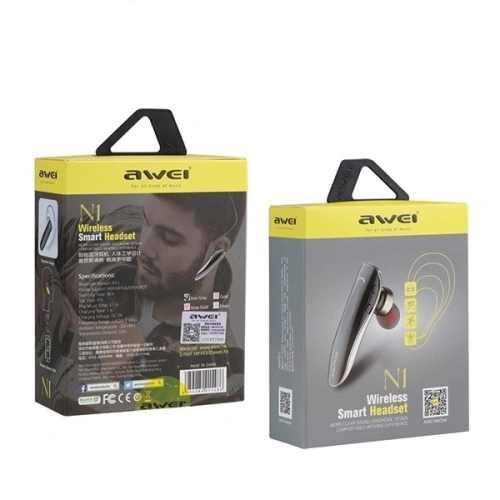AWEI słuchawka Bluetooth mono N1 szary/grey