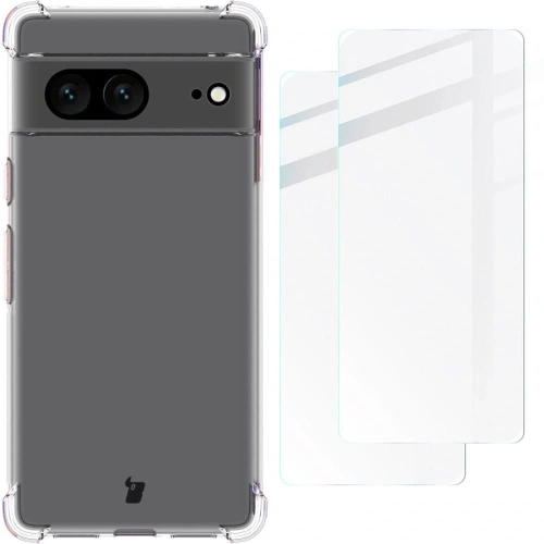 Etui + 2x szkło na ekran Bizon Case Clear Pack do Google Pixel 7 przezroczyste