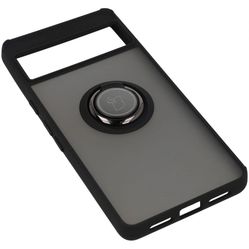 Etui z uchwytem na palec Bizon Case Hybrid Ring do Google Pixel 7 przydymione z czarną ramką