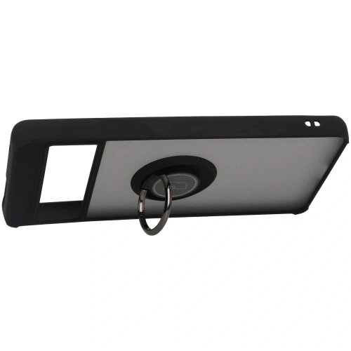Etui z uchwytem na palec Bizon Case Hybrid Ring do Google Pixel 7 przydymione z czarną ramką
