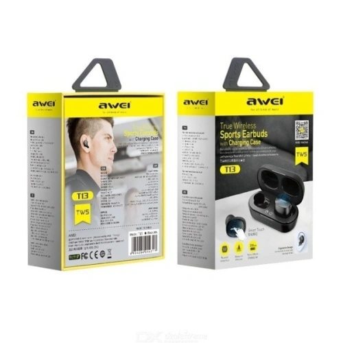 AWEI słuchawki Bluetooth 5.0 T13 TWS + stacja dokująca czarny/black