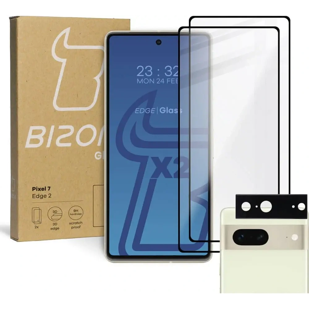 Hurtownia GSM - BIZON Edge 2 2x sticlă pentru ecran + sticlă pentru cameră Google Pixel 7 - BIZ346 - {ean13} - Hurt