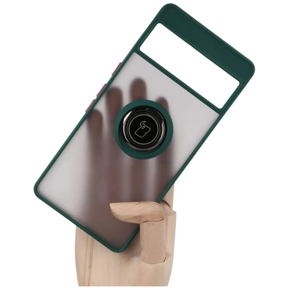 Wholesale Bizon Case Hybrid Ring Google Pixel 7 Pro smoky with a dark green frame - BIZ347 - {ean13} - Hurt