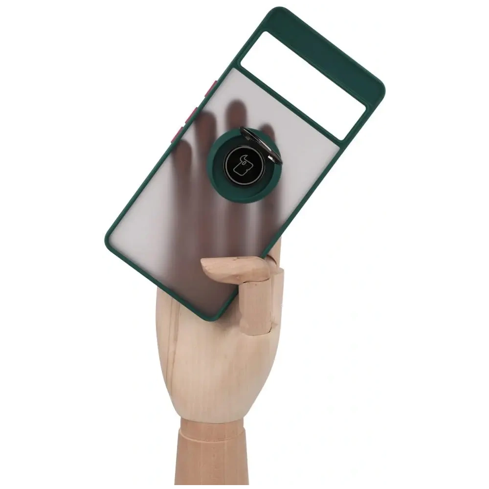 Wholesale Bizon Case Hybrid Ring Google Pixel 7 Pro smoky with a dark green frame - BIZ347 - {ean13} - Hurt