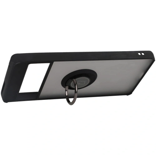 Etui z uchwytem na palec Bizon Case Hybrid Ring do Google Pixel 7 Pro przydymione z czarną ramką