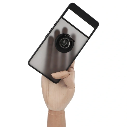 Etui z uchwytem na palec Bizon Case Hybrid Ring do Google Pixel 7 Pro przydymione z czarną ramką