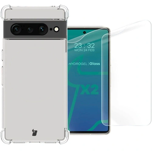 Etui + 2x folia Bizon Case Clear Pack do Google Pixel 7 Pro przezroczyste