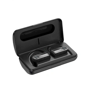 Căști Bluetooth 5.0 AWEI T22 TWS + stație de docare/bancă de alimentare 1500mAh negru.