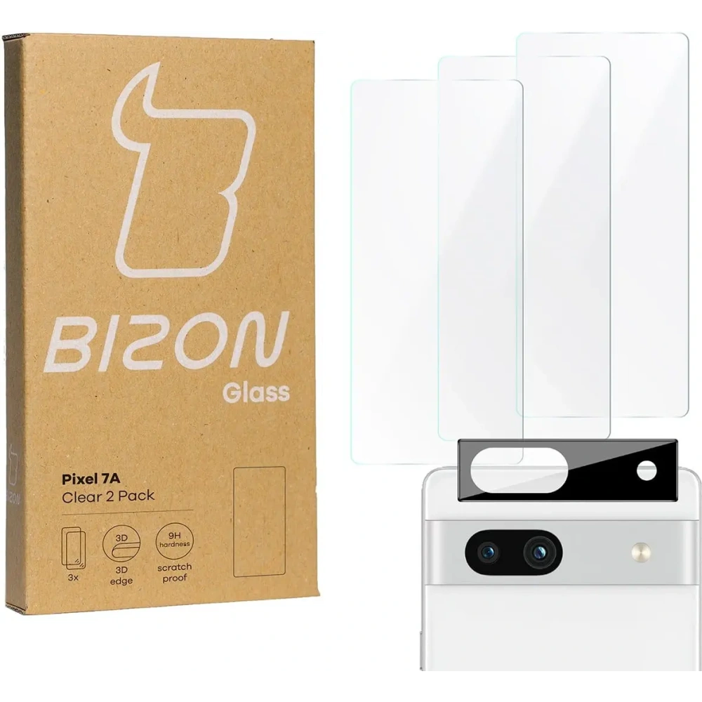 Wholesale BIZON Clear 3x screen glass + camera glass Pixel 7A - BIZ356 - {ean13} - Hurt