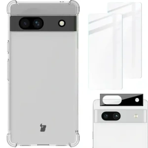 Hurtownia GSM - Caz Bizon Clear Pack + 2x sticlă de ecran + sticlă de lentilă Google Pixel 7A clar - BIZ358 - {ean13} - Hurt