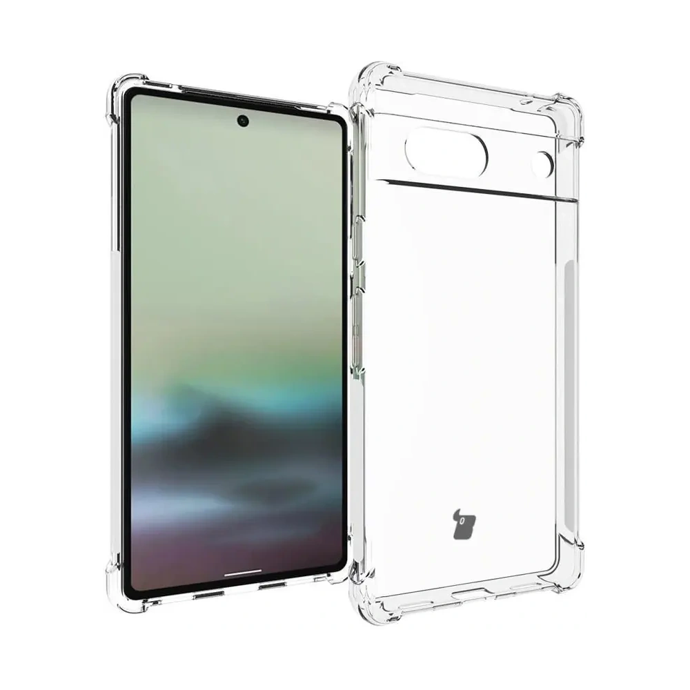 Hurtownia GSM - Caz Bizon Clear Pack + 2x sticlă de ecran + sticlă de lentilă Google Pixel 7A clar - BIZ358 - {ean13} - Hurt