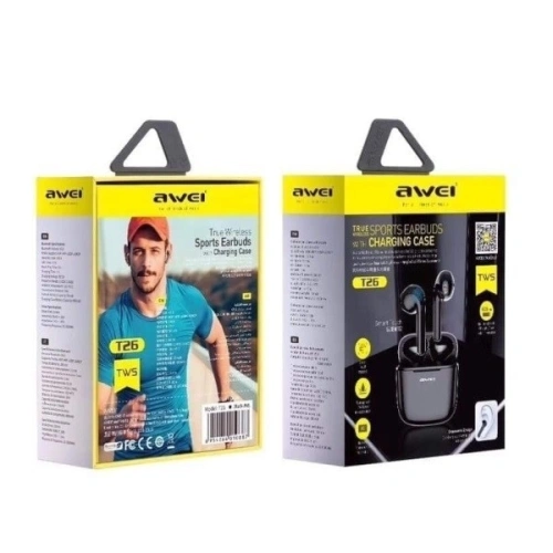 AWEI słuchawki Bluetooth 5.0 T26 TWS + stacja dokująca czarny/black