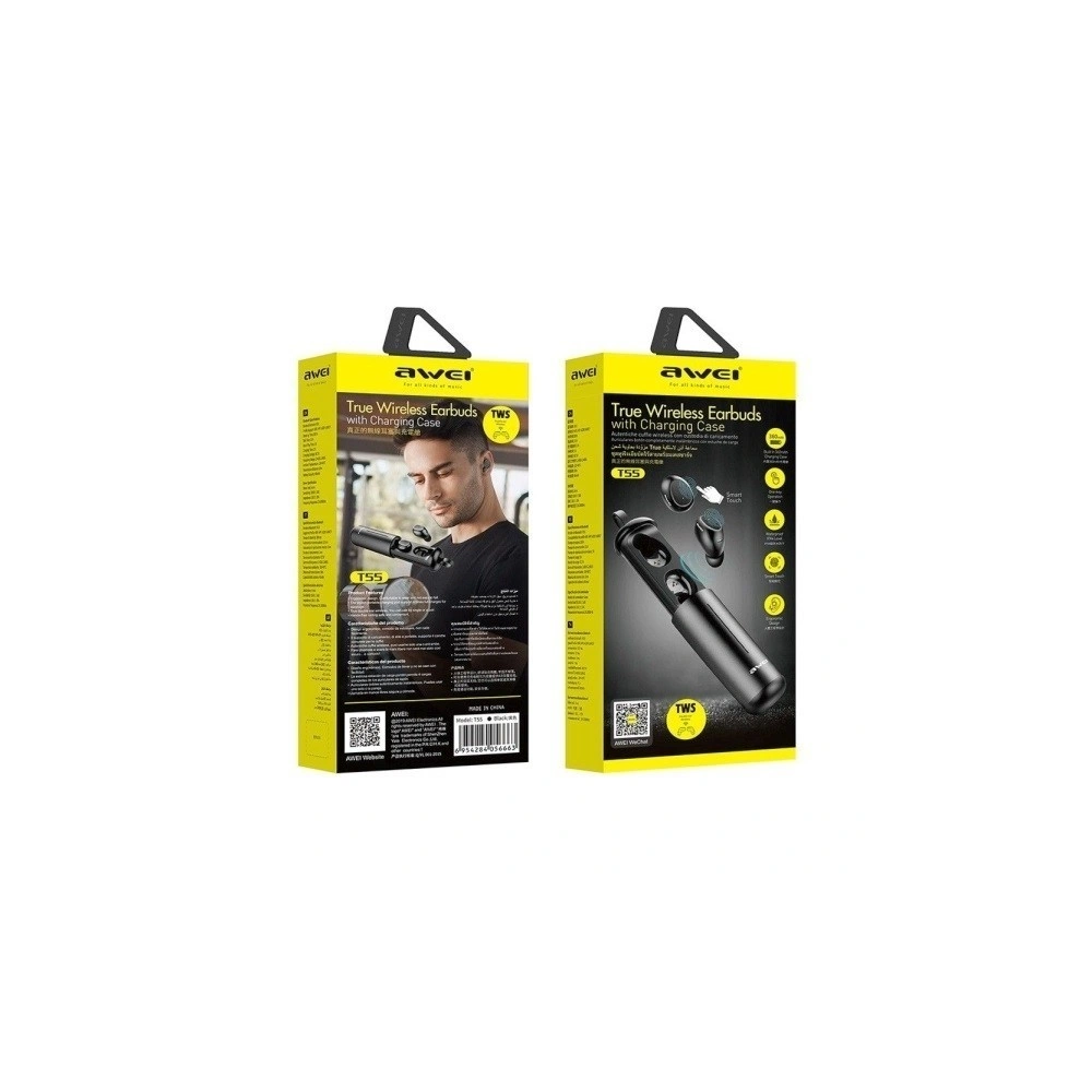 Hurtownia GSM - AWEI słuchawki Bluetooth 5.0 T55 TWS + stacja dokująca czarny/black - AWEI017BLK - {ean13} - Hurt