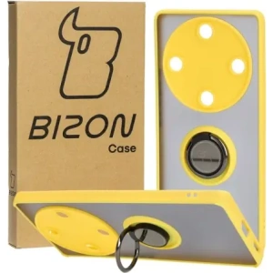Bizon Case Hybrid Ring Honor Magic5 Lite smoky with a yellow frame