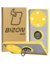 Etui s úchopem na prst Bizon Case Hybrid Ring pro Honor Magic5 Lite kouřové s žlutým rámečkem