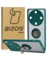 Etui z uchwytem na palec Bizon Case Hybrid Ring do Honor Magic5 Lite przydymione z ciemnozieloną ramką