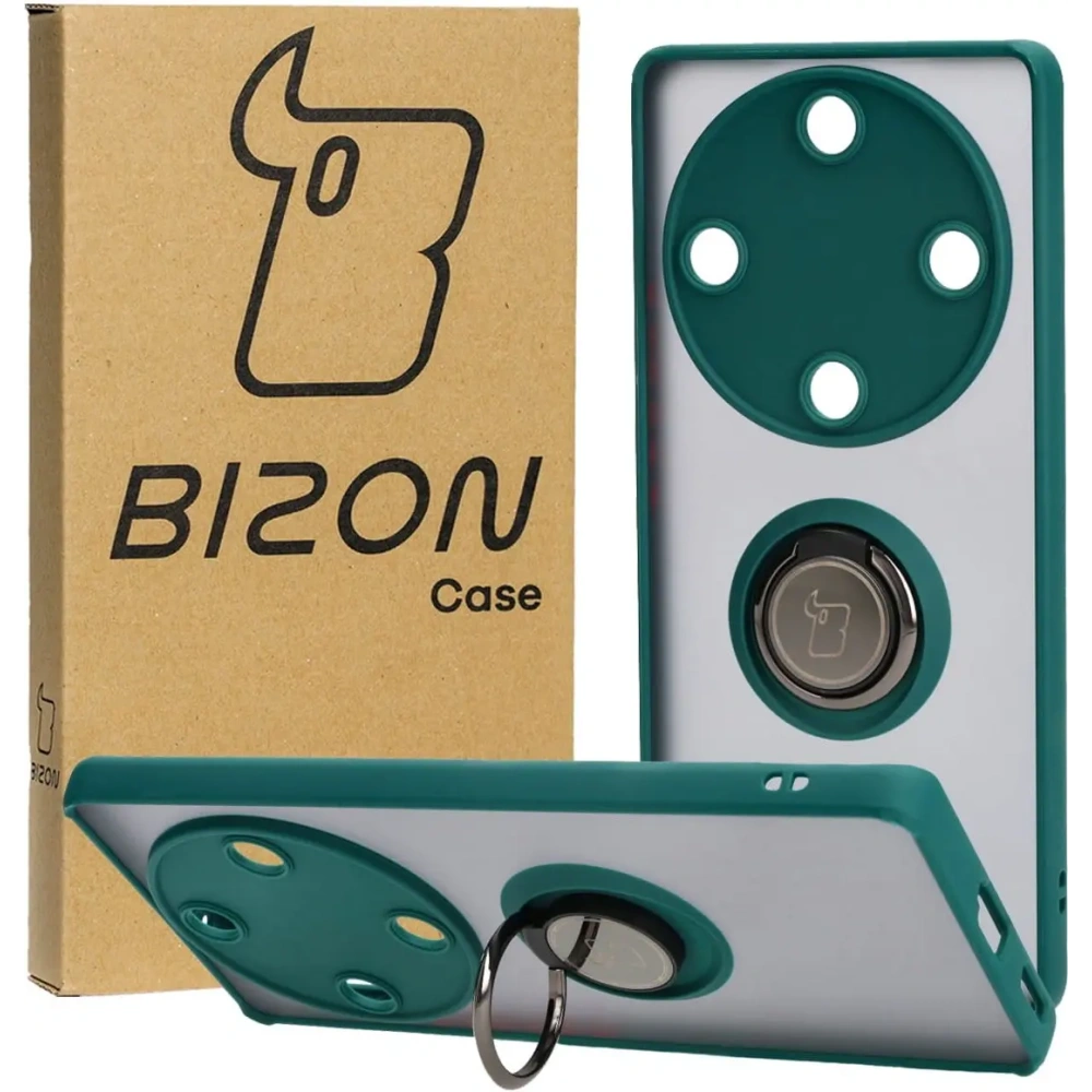 Wholesale Bizon Case Hybrid Ring Honor Magic5 Lite smoky with a dark green frame - BIZ374 - {ean13} - Hurt